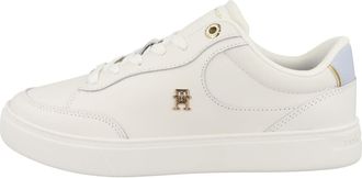 Tommy Hilfiger Womens Essential Chic Leather Court Trainers, Multicolor (Ecru/Breezy Blue), 5