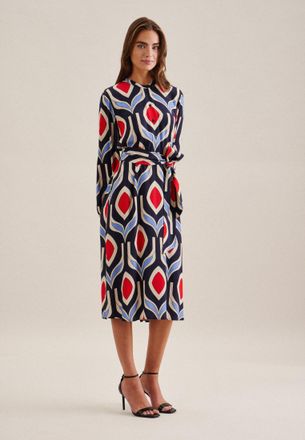 Seidensticker Sommerkleid SEIDENSTICKER Schwarze Rose, Damen, Gr. M38, Normalgr&ouml;ssen, blau (dunkelblau), 100% Viskose, gemustert, regular fit, Kleider Sommerkleid, 