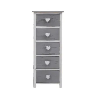 Mobili Rebecca Mobili Rebecca - Rebecca Mobili Cajonera 5 Cajones Madera Gris Shabby Chic 84x35x27