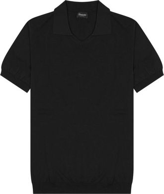 Drumohr Black Solid Shirt Collar Polo