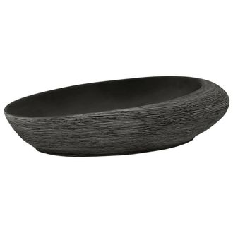 Berkfield Home Countertop Basin Grey & Black Oval 59x40x14 cm Ceramic | Size: 59 x 40 x 14 cm
