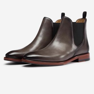 Oliver Sweeney Mens Antiqued Leather Chelsea Boots - Grey - Size UK 10