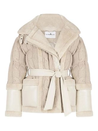 Mani&egrave;re De Voir Tara belted jacket - Neutrals