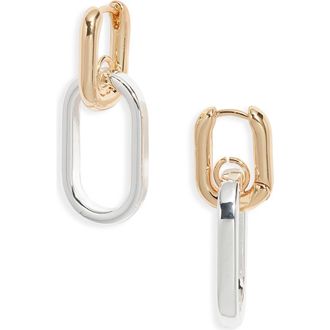 Nordstrom Double Link Drop Earrings in Silver- Gold at Nordstrom
