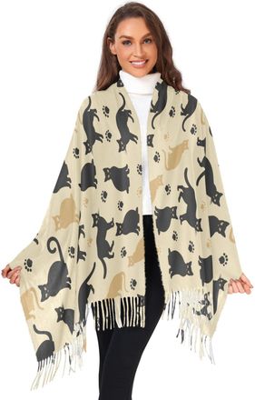 Alaza Womens Scarf Fall Winter Pashmina Shawls and Wraps, Fashion Elegant Large Long Warm Soft Neck Scarf Cute Cat Travel Scarf for Girls Lady Evening Dress