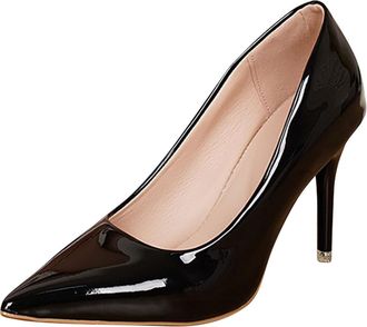 Generic Black Ladies Shallow Mouth Heels with Slim Heel and Pointed Toe for All Day Comfort and Casual Style