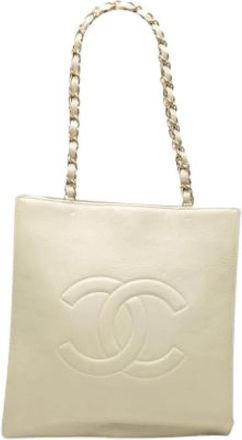 Chanel Pre-owned Vintage Tote Bag - Dames - Vintage Shopper - Wit - ONE Size - Leer - Vintage
