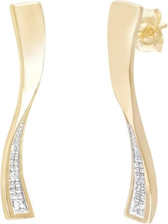 Jewelco London 9ct Gold Round 2pts Diamond Twist Drop Earrings - PE0AXL3448Y