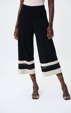 Joseph Ribkoff Cropped Wide Leg Pants In Black/moonstone