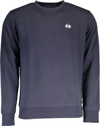 La Martina Blauwe Katoenen Trui met Borduursel - Heren - Sweatshirts - Blauw - L - Katoen - Hoodies & sweatvesten