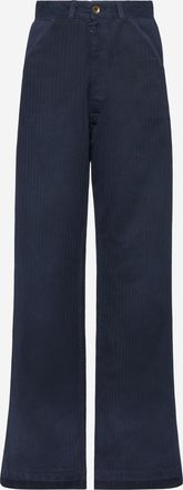 Maison Margiela Womens Cotton Pants With Herringbone Pattern Navy Trousers