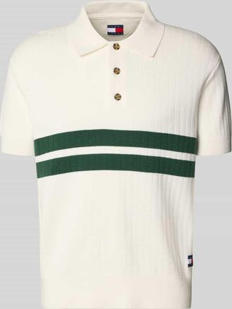 Tommy Jeans Regular Fit Poloshirt aus reiner Baumwolle in Offwhite, Gr&ouml;&szlig;e XXL