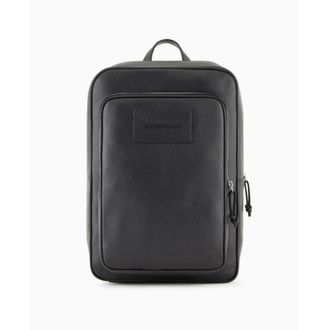 Emporio Armani Tumbled Leather Backpack - male - Emporio Armani - Backpacks - Black - ONE SIZE - Bags