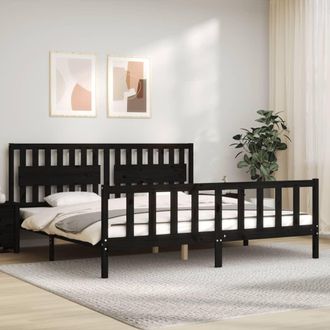 vidaXL Vidaxl - Estructura De Cama Con Cabecero Madera Maciza Negro 200x200 Cm