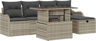 vidaXL Vidaxl - Garden Sofa Set with Cushion 6 pcs Light grey Poly rattan