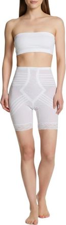 Rago Firm No Roll Breathable High Waist Thigh Slimmer Shaper in White at Nordstrom, Size 28
