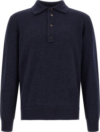 Ermenegildo Zegna Blue Wool Polo Mens Shirt