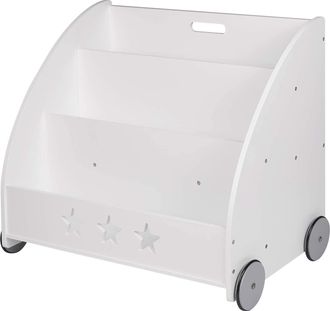 Woltu Biblioth&egrave;que Pour Enfants Woltu, &Eacute;tag&egrave;re &Agrave; Jouets 3 Niveaux, Organiser Pour Livres Avec Roues, Blanc