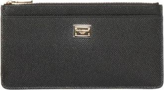 Dolce & Gabbana Grote Dauphine Kalfslederen Kaarthouder met Plaquette - Dames - Portefeuilles - Zwart - ONE Size - Leer - Accessoires