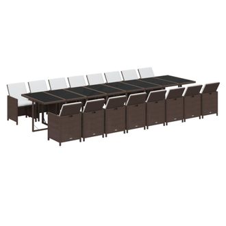 vidaXL Set De Muebles Jard&iacute;n 17 Pzas Y Cojines Rat&aacute;n Sint&eacute;tico Marr&oacute;n Vidaxl