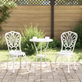 Berkfield Home 3-Piece Garden Bistro Set - White Cast Aluminum