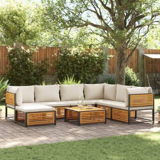 vidaXL Set De Sof&aacute;s De Jard&iacute;n Con Cojines 8 Pzas Madera Maciza Acacia Vidaxl