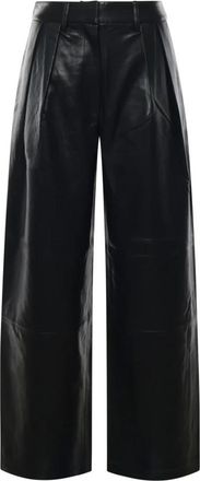 Frankie Shop Leren broek - Dames - Broeken - Zwart - Maat: M Zijde