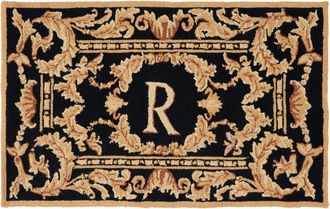 Safavieh Monogram Hand Made Area rug, Black Traditional Style Non-Shedding