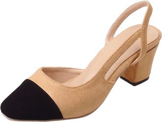 Generic Summer Women Sandals Pointed Toe Thick Heel Shallow Mouth Large Size Color Contrast Design Fashion Footwear Comfortable Casual Wear (BG2, 6.5)