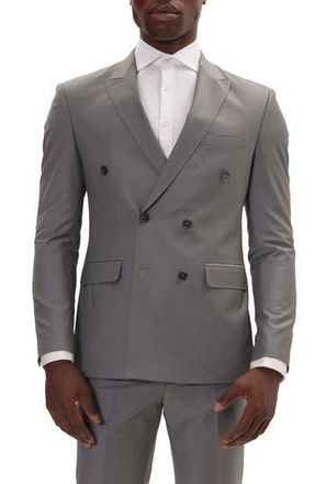 Ron Tomson Double Breasted Suit in Dark Grey at Nordstrom Rack, Size 40 Us / 50 Eu