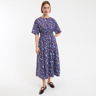 La Redoute Collections Wijde jurk met bloemenprint, lang, korte mouwen