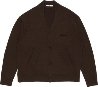 Acne Studios Cardigan con logo ricamato e abbottonatura - Marrone
