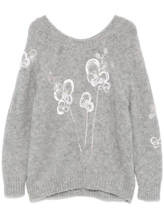 Bernadette floral-motif sweater - Grey