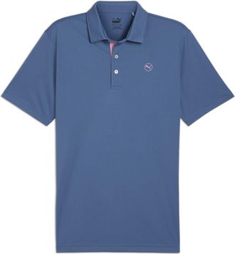 Puma Mens Pure Solid Golf Polo Shirt Blue Horizon S