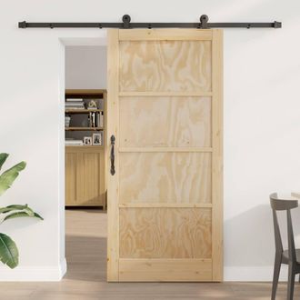 Berkfield Home Sliding Door with Hardware Set ORKDALSolid Wood Pine in Beige