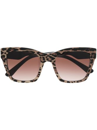 Dolce & Gabbana Eyewear animal-print square-frame sunglasses - women - Acetate - 53 - Neutrals