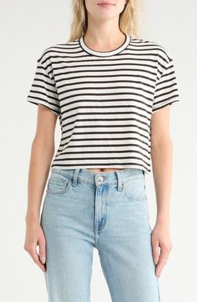 Rag & Bone Mai Boxy Crop T-Shirt in Black Stripe at Nordstrom Rack, Size Large