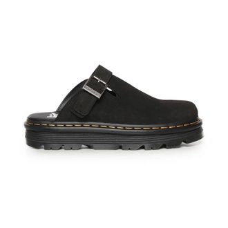 Dr. Martens Mules, male, Black, Size: 10 1/2 US Zebzag Suede Slingback Platform Mules