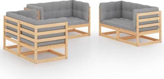 vidaXL Vidaxl - Juego De Muebles De Jard&iacute;n 6 Pzas Y Cojines Madera Pino Maciza