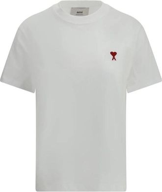Ami T-shirt met hartlogo - Dames - T-shirts - Wit - L - Katoen - Tops