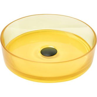 Beliani Beliani - Lavabo Sobre Encimera De Ba&ntilde;o Redondo Solid Surface Transparente 36 Cm Amarillo Tolosa