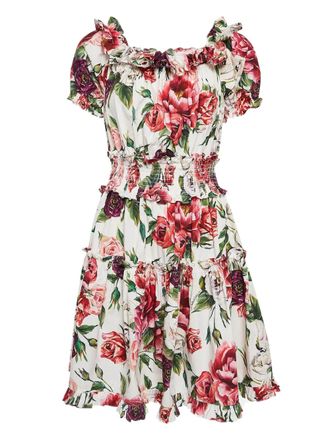 Dolce & Gabbana floral-print dress - women - Cotton - L - White