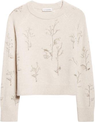 Altuzarra Paulie Beaded Virgin Wool Sweater in Ivory at Nordstrom, Size X-Small