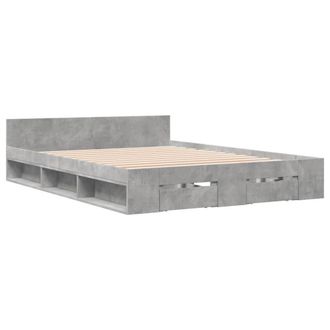 Berkfield Home Modern Bed Frame with Drawers without Mattress Concrete Grey 160x