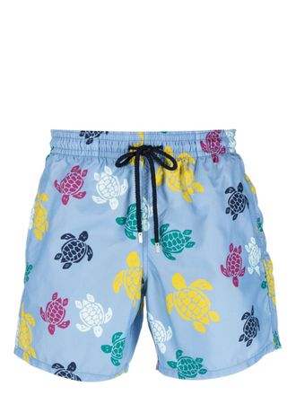 Vilebrequin Ronde Des Tortues-print drawstring swim shorts - Blue