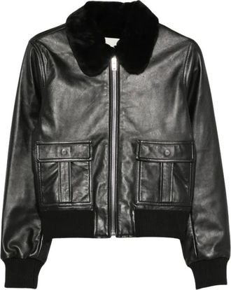 Isabel Marant Leren bomberjack - Dames - Jassen - Zwart - Maat: XS Zijde