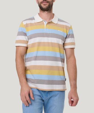 Pioneer Authentic Jeans Poloshirt, Herren, Gr. XXL, elfenbein stripe, Piqu&eacute;, Obermaterial: 100% Baumwolle, PIONEER AUTHENTIC JEANS, gestreift, normal h&uuml;ftlang, abgesteppt, Sh