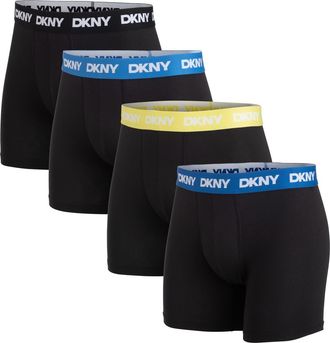 DKNY Back of Four Boxer Briefs in Black/blue Logo at Nordstrom Rack, Size X-Large