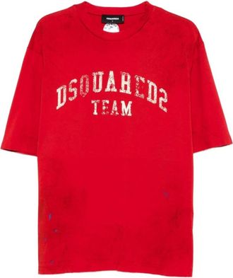 Dsquared2 S71Gd 1602 T-Shirt - Heren - T-shirts - Rood - L - Katoen - Tops