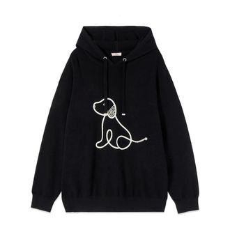 Oltre Hooded sweater met kristalborduurwerk - Dames - Sweatshirts & Hoodies - Zwart - Maat: M Katoen